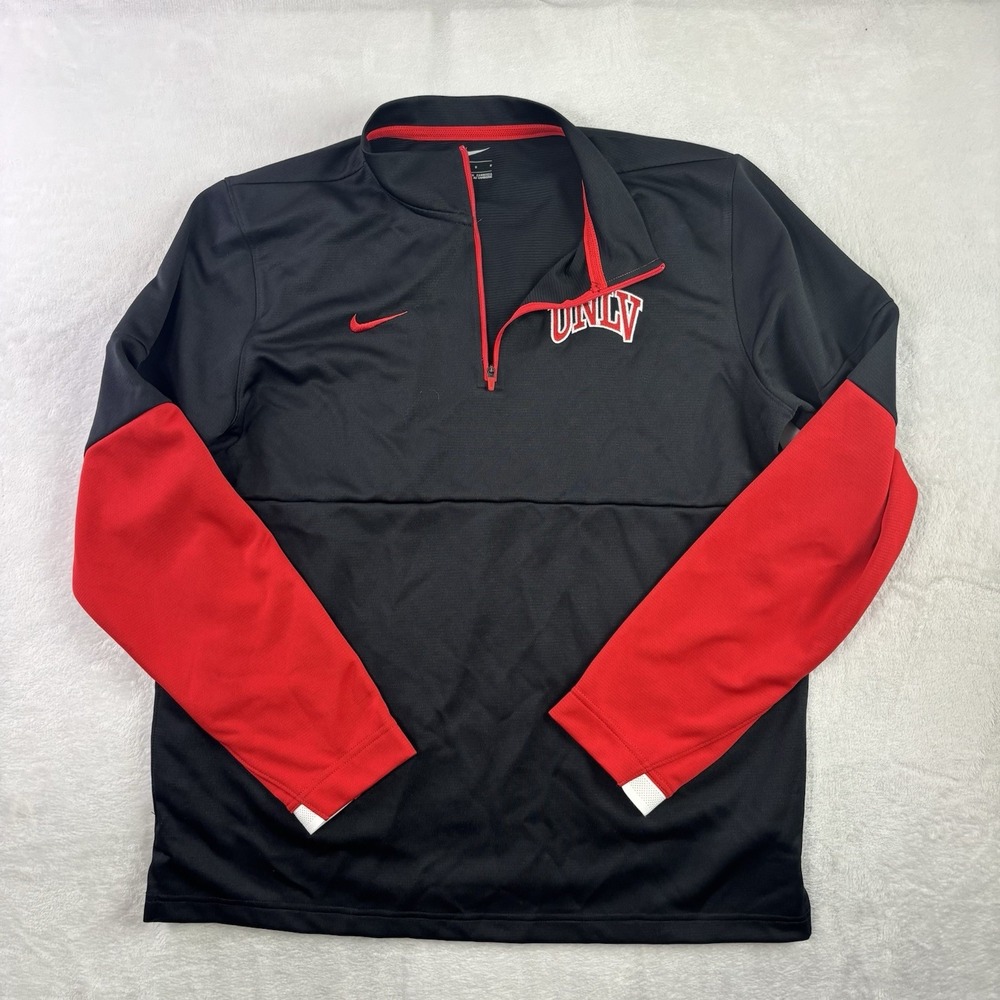 Nike UNLV Black Red Long Sleeve 1/4 Zip Top Men's Large Activewear Athletic
